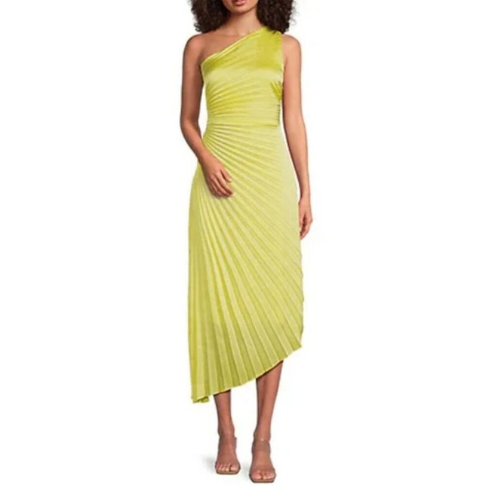 Belle by Badgley Mischka Yellow Kelsey Asymmetrical Dress - SZ 6 - NWT - Picture 1 of 8